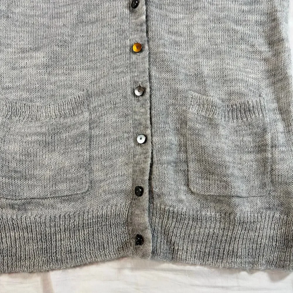 J. Crew womens gray V neck cardigan. alpaca wool blend. Size XS. Preppy classic